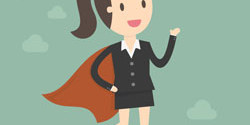 A woman becomes a leadership superhero.
