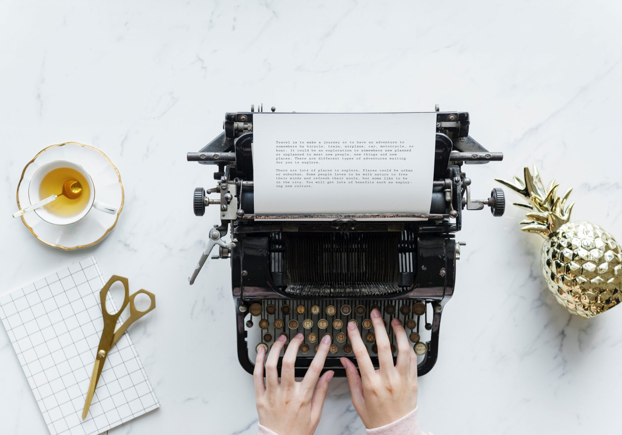 Writing Story on Typewriter