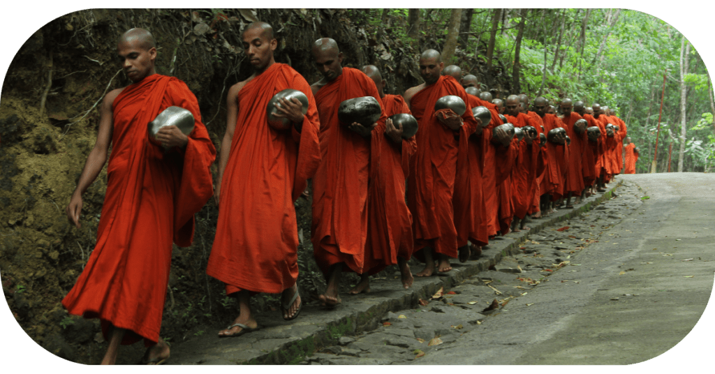 Laos Monks Walking